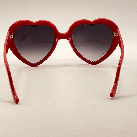 0955 Debbie Oversized Heart Shaped  Sunglasses  Red Frames Grey Lenses UV … - Picture 6 of 10